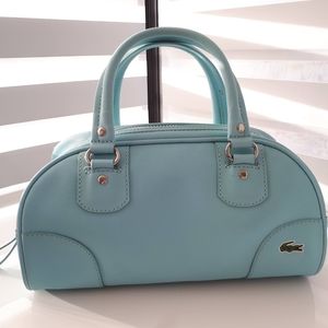 Lacoste Canvas Top Handle Bowling Bag, pastel turquoise